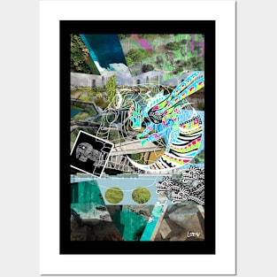 lebeau urban landscape collage with ecopop mexican patterns Posters and Art